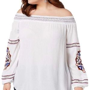 INC women’s off the shoulder blouse embroidered XL